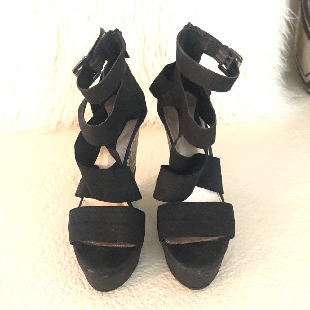 Rachel Roy Black & Beige Wedges - Picture 4 of 5